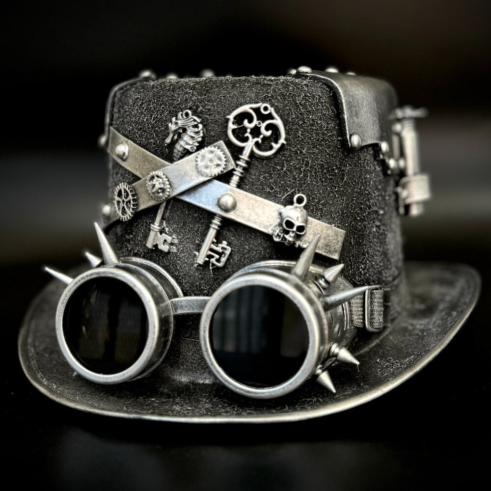 Steampunk Top Hat Metallic Scientist Time Traveler Halloween Costume Cosplay Hat